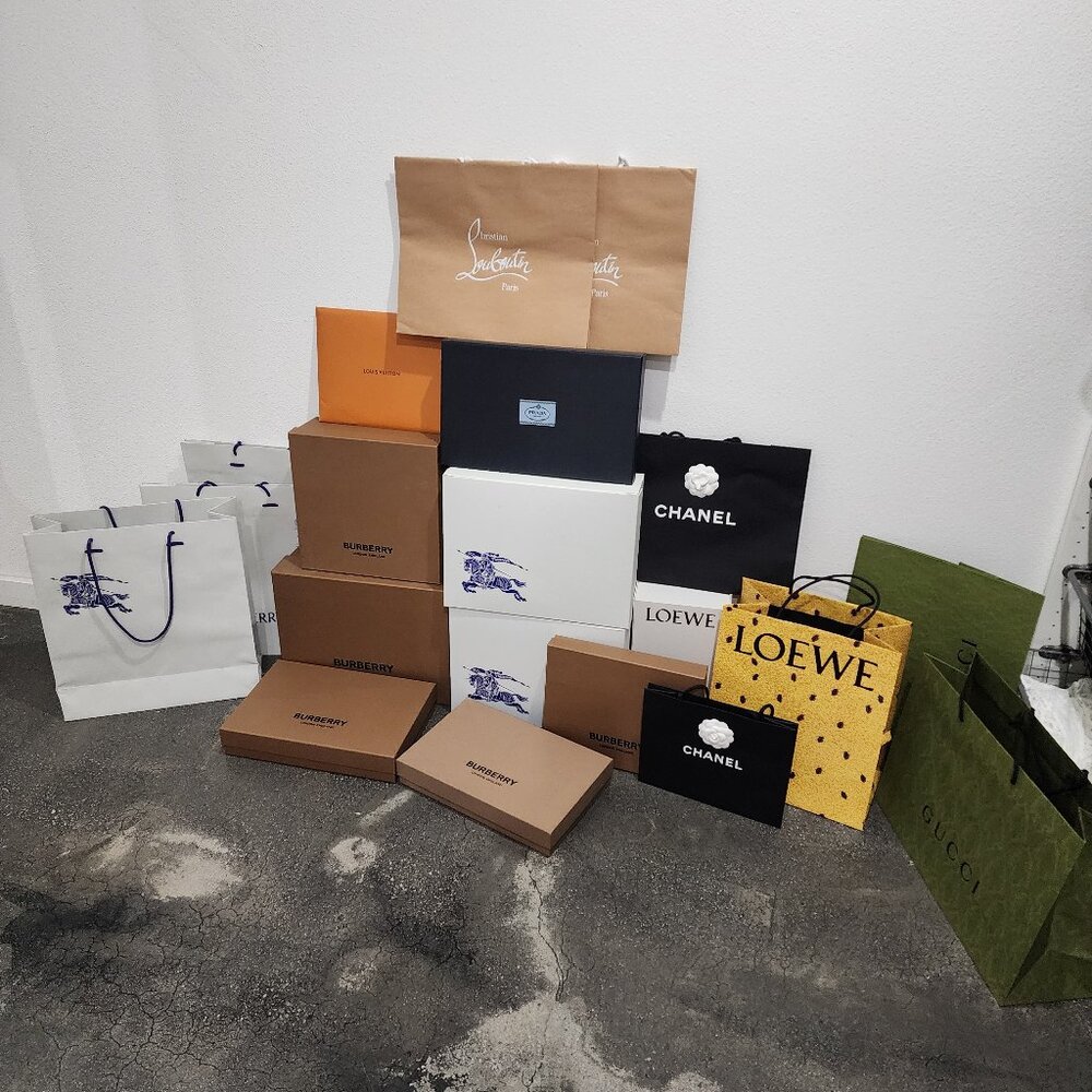 Set of 20 Luxury/Designer, Empty Shopping Bags and Boxes